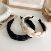 The braided high headband on the top of the head accentuates the face. The small satin hairpin is a retro French new trendy headband with thickened hair accessories for women details Picture